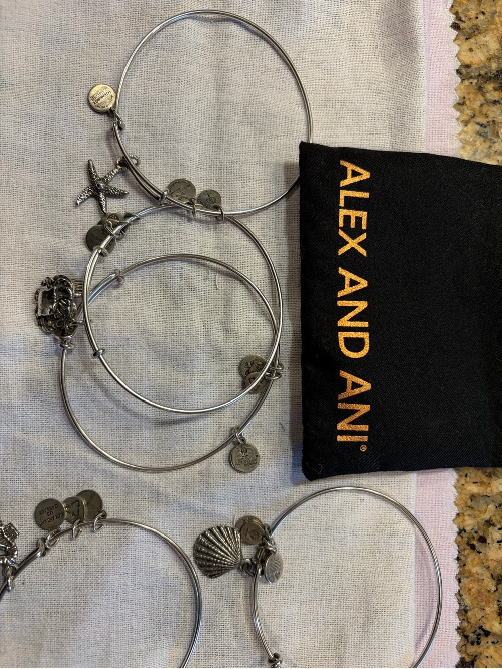 Alex and Ani Silver Charm Bangle Bracelet Set